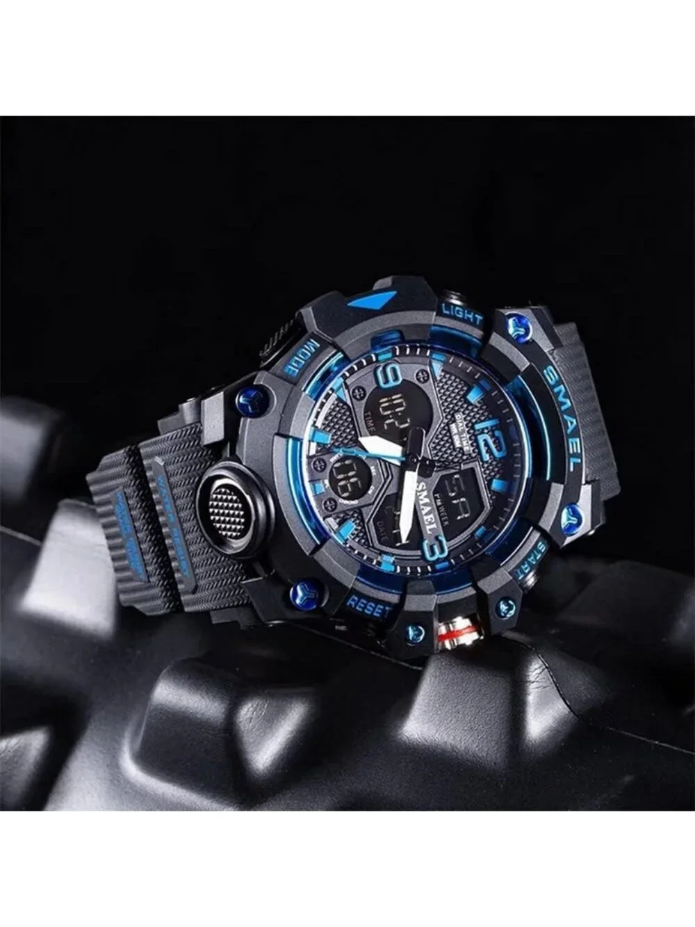 Men's Blue Analog Quartz S-Shock Waterproof Outdoor Sports LED Digital Watch